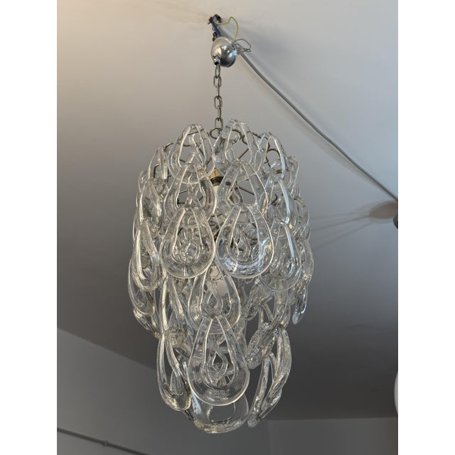 Metal Five-Light Murano Glass Pendant Light by Angelo Mangiarotti for Vistosi, 1967 For Sale - Image 7 of 11