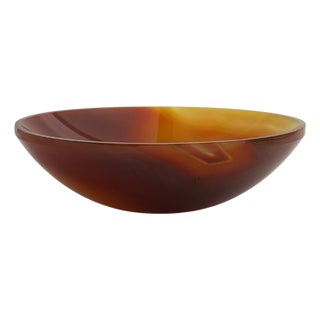 Mid-Century Modern Hand-Carved Carnelian Crystal Bowl, Brazil, 1970s For Sale
