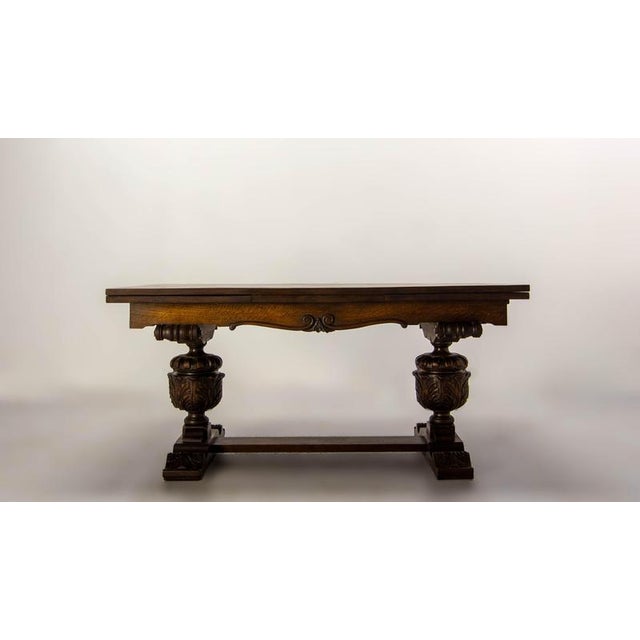 Vintage Spanish Dining Table in Carved Oak, 1950 For Sale - Image 3 of 13