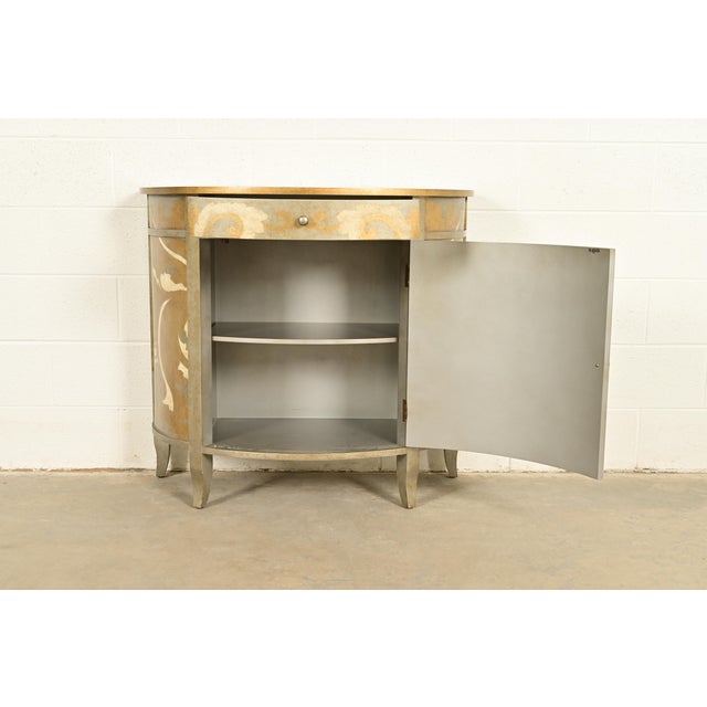 Late 20th Century Italian Neoclassical Paint Decorated Demilune Cabinet For Sale - Image 5 of 15