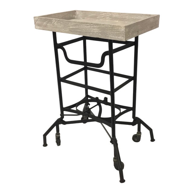 Industrial Modern Gray Wood And Black Metal Accent Table Chairish