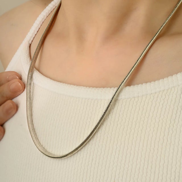 Artisan Sterling Silver Snake Chain Necklace - Perfect for Adding Charms by Carat&her For Sale - Image 9 of 11