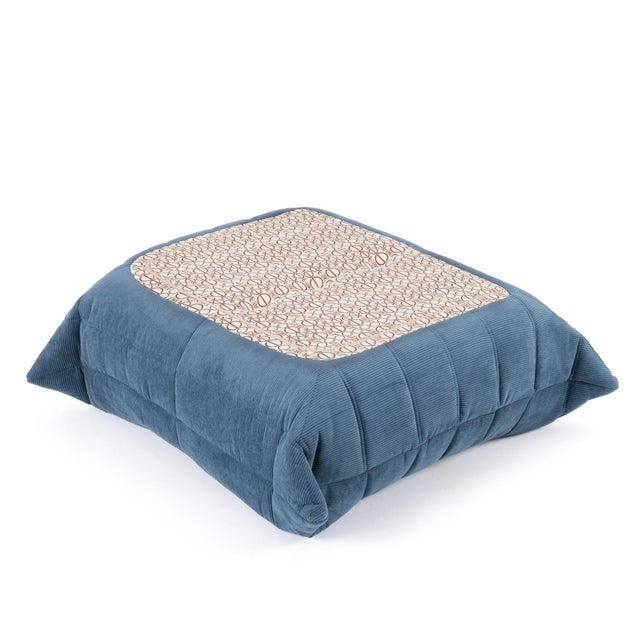 Ligne Roset Togo Corner Chair & Ottoman Set in Adriatic Blue Corduroy For Sale - Image 16 of 17