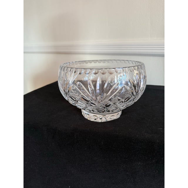 Glass Vintage Waterford Style, Essex by Crystal Clear Footed Hand Cut Crystal Rose Bowl For Sale - Image 7 of 8