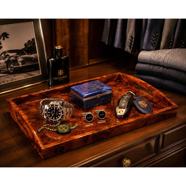 Rare Fragrant Thuya Exotic Wood Tray Large 15.5" Solid Wood For Sale - Image 4 of 18