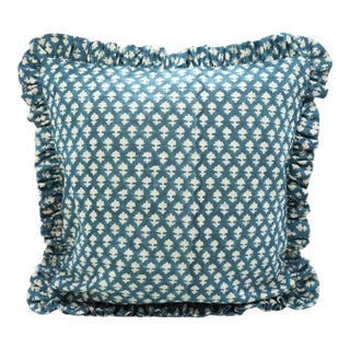 Blue Ruffle Pillow Decorative Ruffle Accent Throw Pillow for Sofa, Bed & Chair- 14x14 Pink City For Sale