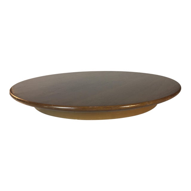 Drexel Walnut Wood Round Lazy Susan Chairish