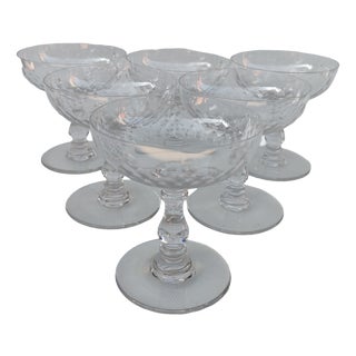 Crystal Champagne Glasses from Baccarat, 1920s, Set of 6 For Sale