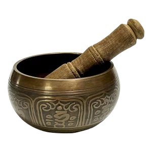 Vintage Tibetan Singing Bowl or Bell With Buddha Figures