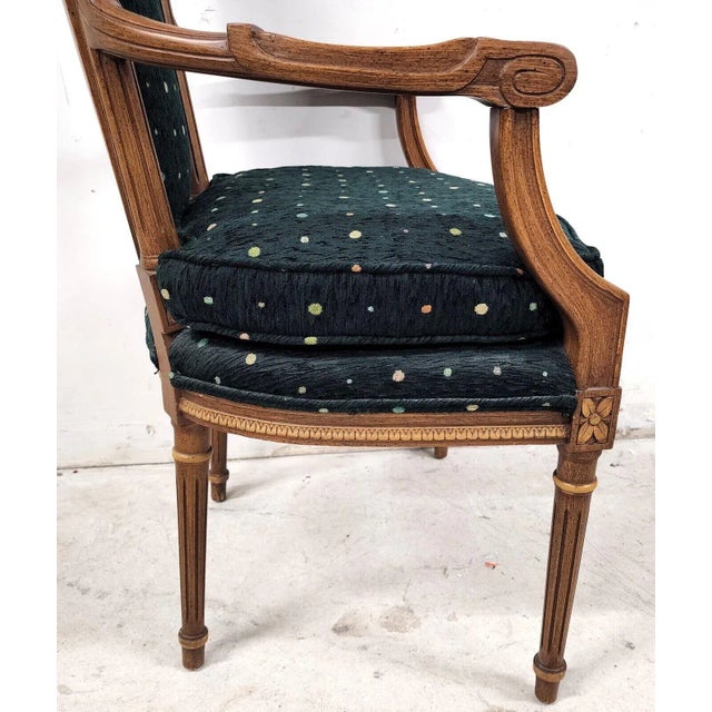 Vintage Italian Renaissance Directoire Hunter Green Desk Dining Accent Armchair For Sale - Image 9 of 13