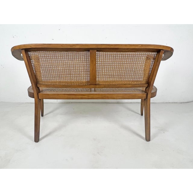 Dunbar Furniture C. 1950s Sinuous Bentwood Hand-Caned Settee in the Manner of Dunbar For Sale - Image 4 of 8