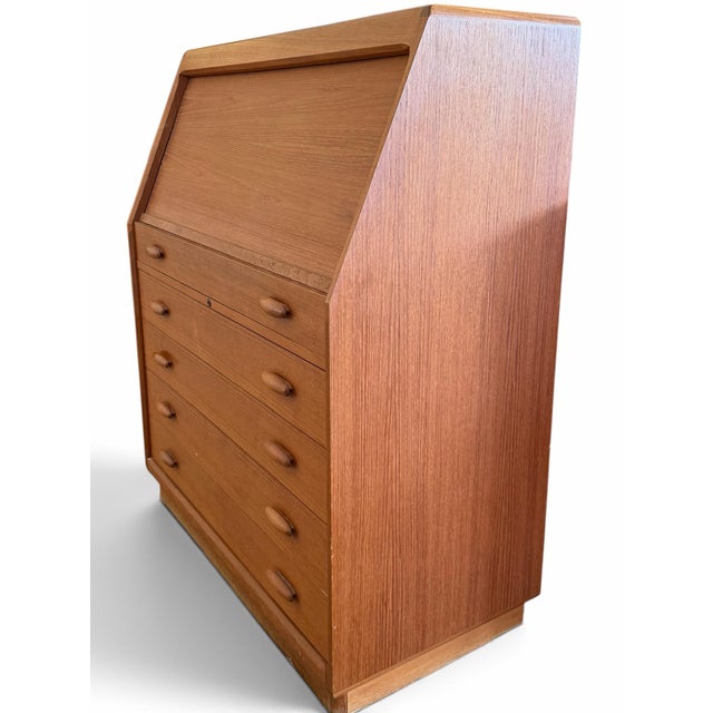 Mid-Century Modern 1960s Danish Modern Dyrlund Teak Drop-Front Secretary Desk & Vanity For Sale - Image 3 of 11