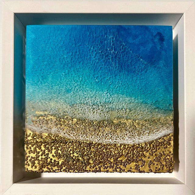 Early 21st Century The Ocean Heals by Ana Hefco | Mixed Media on wood panel Abstract ocean scene with waves and sand. For Sale - Image 5 of 5