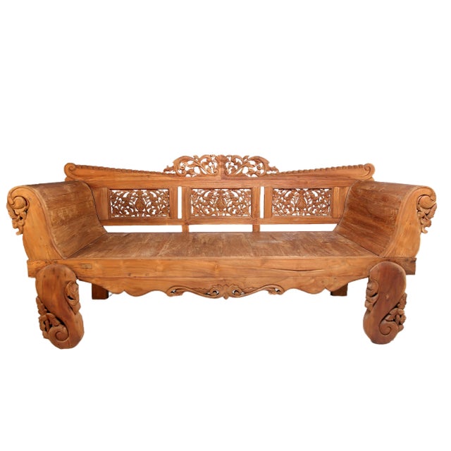 2020s Bali Teak Daybed With Hand Carved Rails 24 For Sale - Image 5 of 5