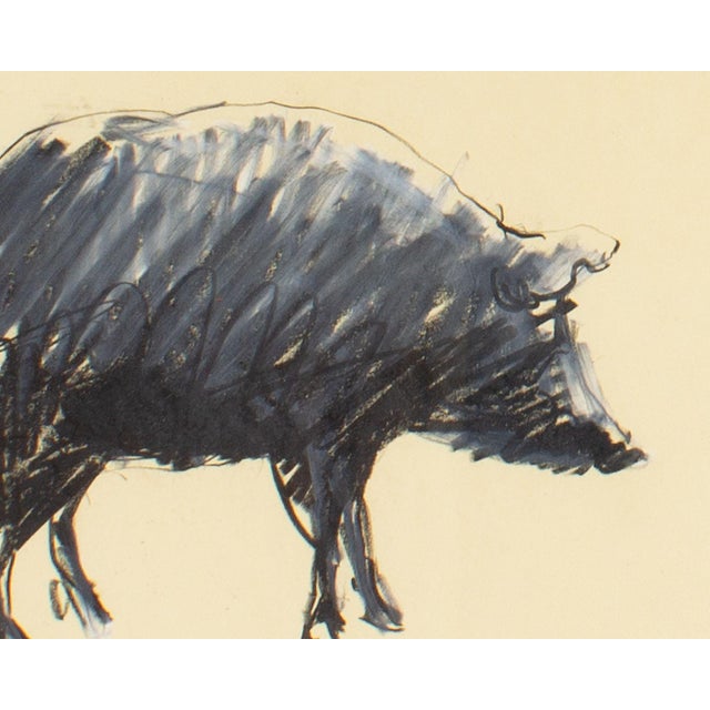1960s Pastel Drawing of a Pig by James L. Bruch For Sale In Indianapolis - Image 6 of 8
