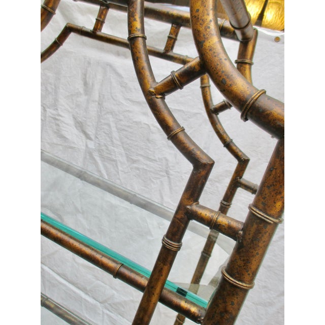 Chinese Chippendale Pagoda Style Iron Faux Bamboo Etagere For Sale - Image 9 of 18