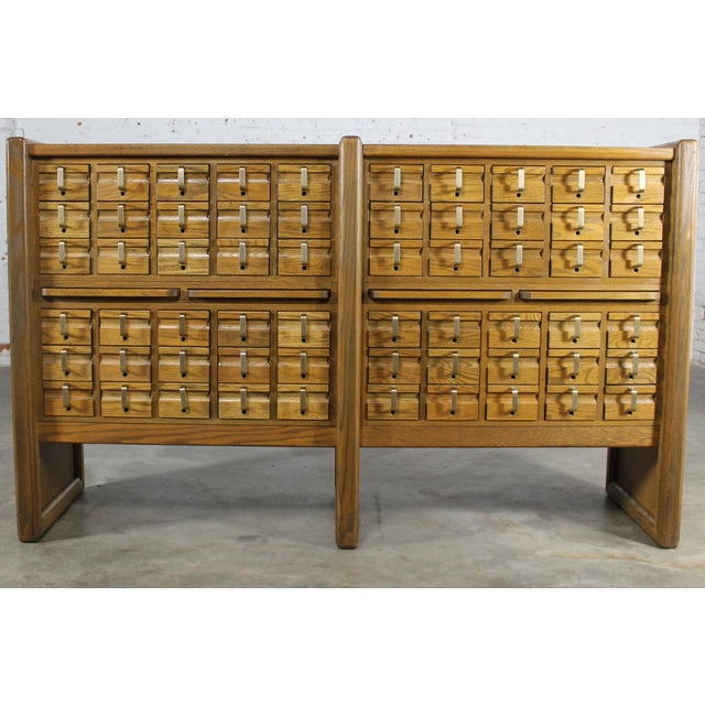 Vintage Oak 60 Drawer Library Card Catalog Cabinet Chairish
