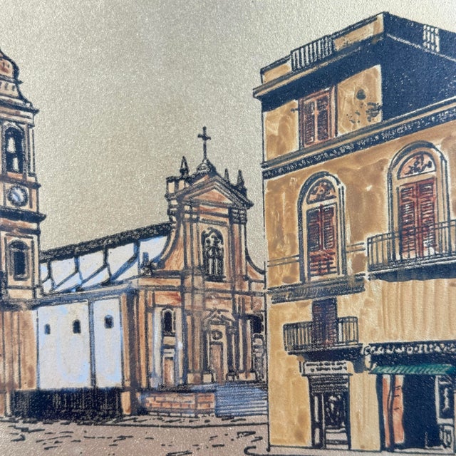 Paper Vintage Italian Chiesa Madre Partinico Hand-Painted 22k Gold Leaf Art For Sale - Image 7 of 12