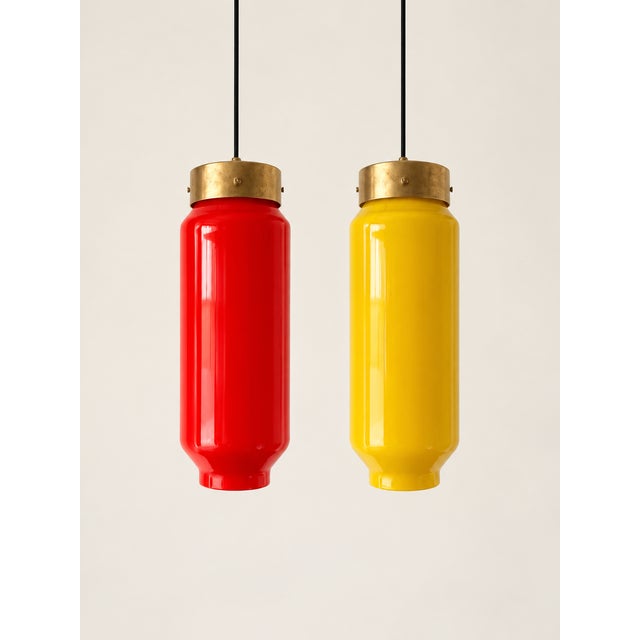 1960s Mid-Century Modern Yellow Pendant Light attributed to Vetreria Vistosi Murano, 1960s For Sale - Image 5 of 15