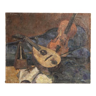 Early 20th Century France Brown Canvas Painting For Sale
