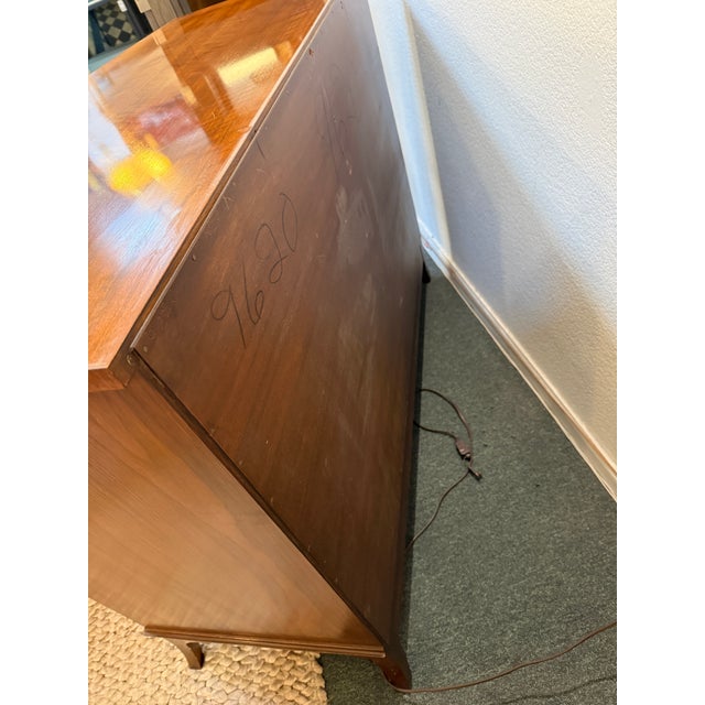 Vintage Johnson Furniture Co. Walnut Burlwood Four Drawer Dresser For Sale - Image 10 of 12