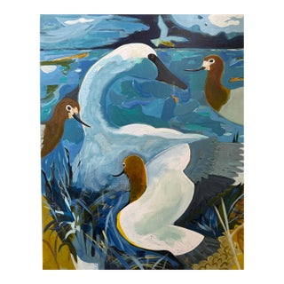 “Nosey Neighbors” a Swan Painting by LWren Walraven For Sale
