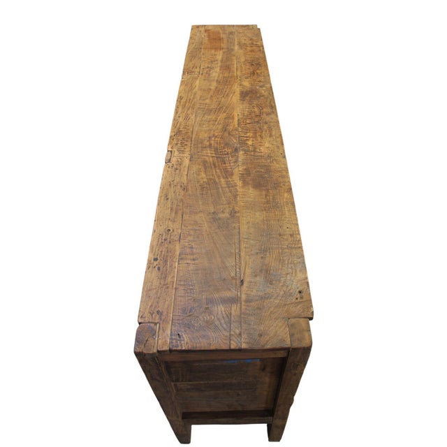 Wood Aged Poplar 3 Door Cabinet For Sale - Image 7 of 10