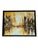 A striking abstract cityscape painting rendered in rich gold, amber, cream, and deep espresso tones. The composition...