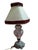 Vintage Hand-Painted Ceramic and Bordeaux Velvet Table Lamp, 1960 For Sale - Image 15 of 18