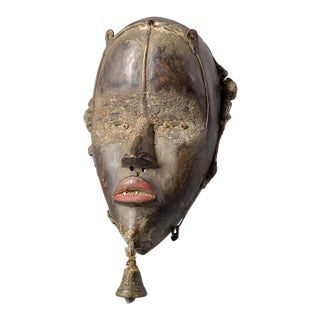 Early 20th Century Dan Poro Ceremonial Mask With Bell For Sale