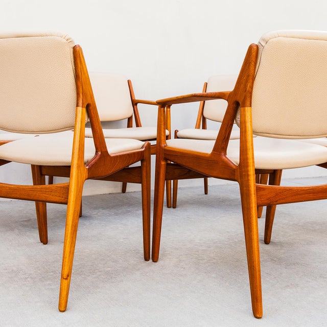 1960s Restored Arne Vodder Ella Dining Chairs in Teak & Edelman Leather, Danish Mid Century Modern For Sale - Image 10 of 14