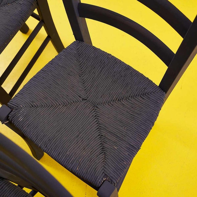 Rustic Black Chairs, Set of 4 For Sale - Image 4 of 9