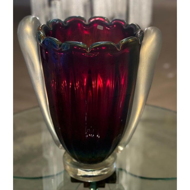 Art Deco Style Iridescent Murano Glass Vase, 1980s For Sale - Image 6 of 11