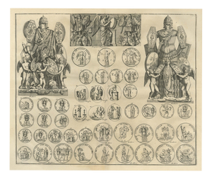 Bernard de Montfaucon, Roman Trophies and Victory Coins with Trajan's Column Victory, 1722, Engraving