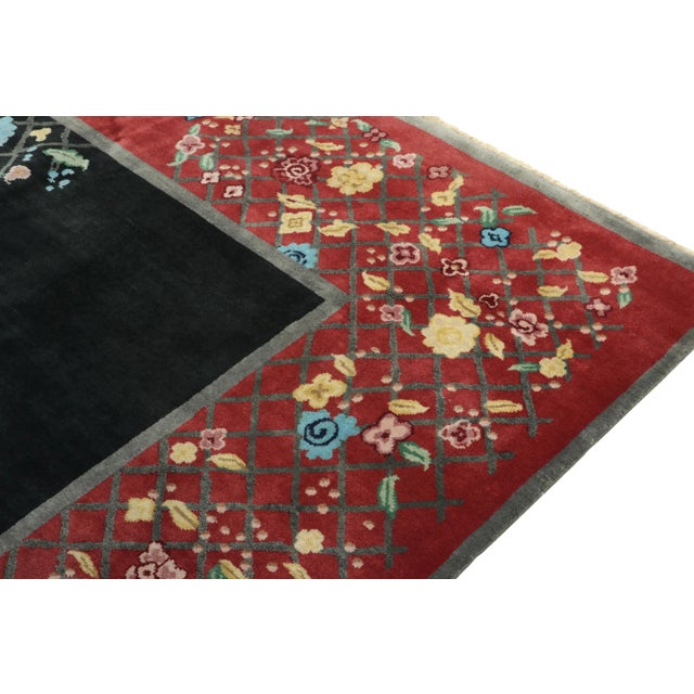 Not Yet Made - Made To Order Rug & Kilim Chinese Style Art Deco Rug in Black & Red with Colorful Florals - 10'x14' For Sale - Image 5 of 7