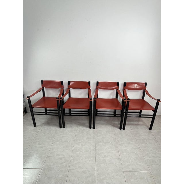 Mid-Century Ibisco Leather Armchairs, Italy, 1960s, Set of 4 For Sale - Image 14 of 14