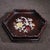 A beautiful Chinese hexagonal tray or display stand, likely made of rosewood (Hongmu). The center of the tray is...