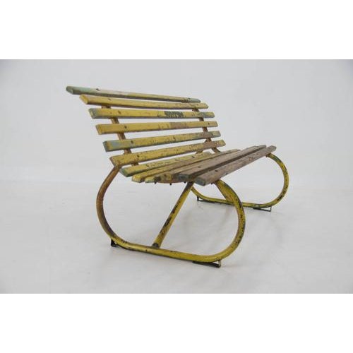 Vintage Industrial Wood and Iron Bench, Czech Republic, 1920s For Sale - Image 13 of 17