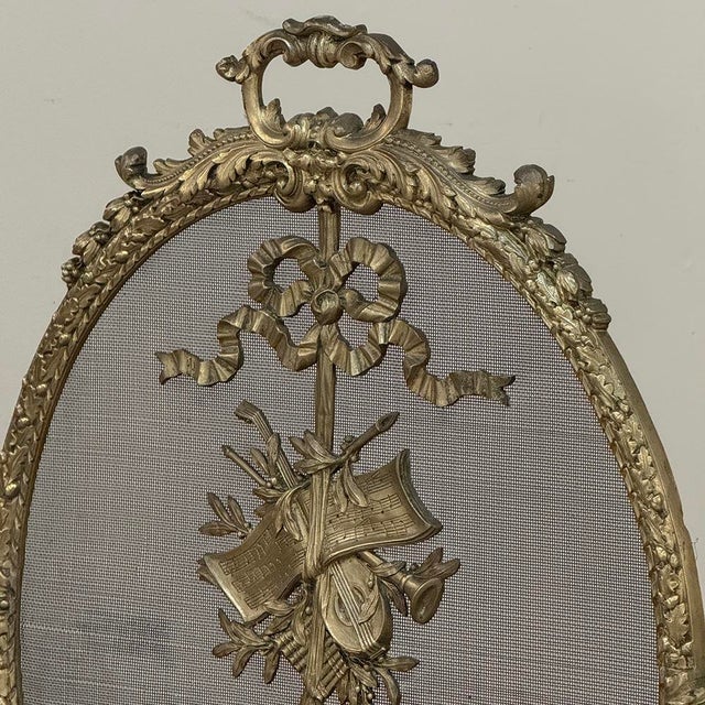 19th Century French Louis XVI Bronze Oval Firescreen For Sale - Image 13 of 18