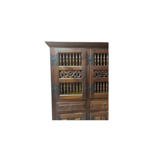 Large Castilian Wood Pantry Cabinet with Perforated Doors For Sale - Image 3 of 15