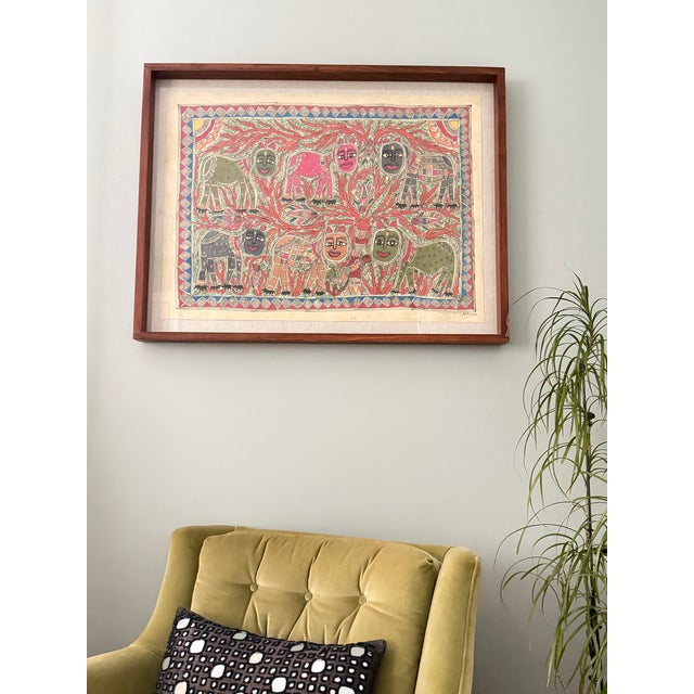 Folk Art Madhubani Folk Art Painting From India For Sale - Image 3 of 10