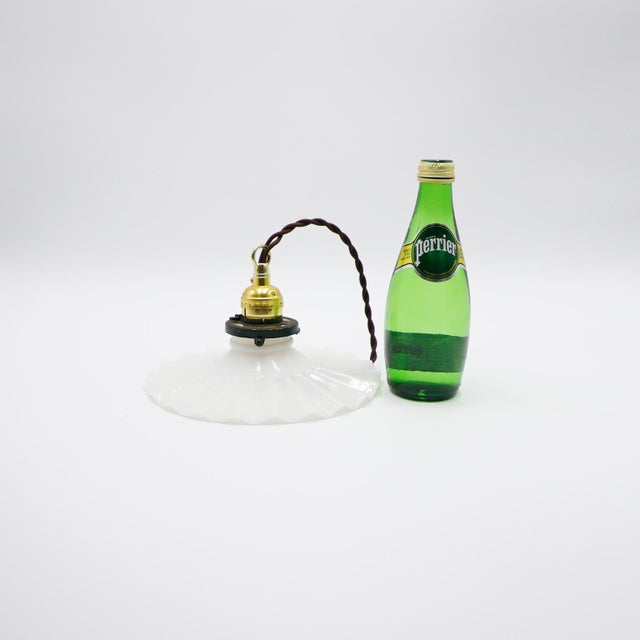 1960s Milk Glass Vintage Industrial Pendant Light 8 For Sale - Image 16 of 17