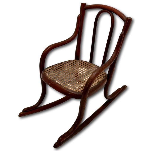 Unusual Antique Very Small Doll Size Bentwood Rocking Chair Possibly a Salesman Sample - Measures 15 Inches Tall For Sale - Image 14 of 18