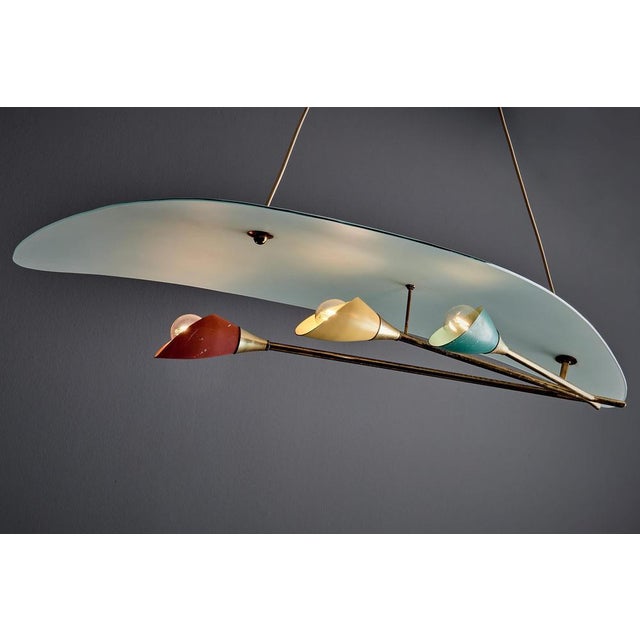 Sculptural Pendant Light with Sweeping Frosted Glass Shade, Italy, 1950s For Sale - Image 9 of 14