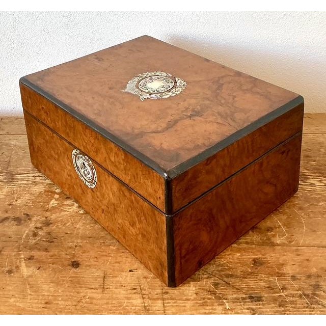 Vintage Abalone Inlay Burl Wood Box For Sale - Image 4 of 12