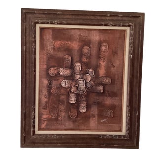 Mid 20th Century Abstract Painting on the Canvas by R. Wavra Framed For Sale