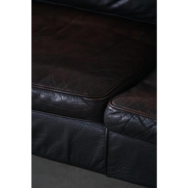 Mid-Century 3-Seater Sofa in Patinated Black Leather from Mogens Hansen, 1970s For Sale - Image 14 of 18