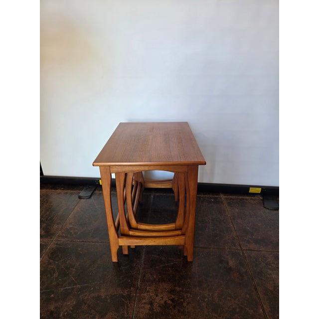 Mid-Century Modern Mid-Century Danish Modern Teak Nesting Set 3 Tables For Sale - Image 3 of 6