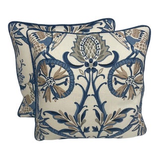 Thibaut Abstract Blue Pillows - a Pair For Sale