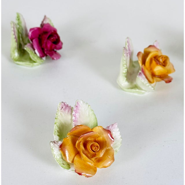 Vintage Rose Motif English Bone China Place Card Holders, Set of 6 For Sale - Image 4 of 9